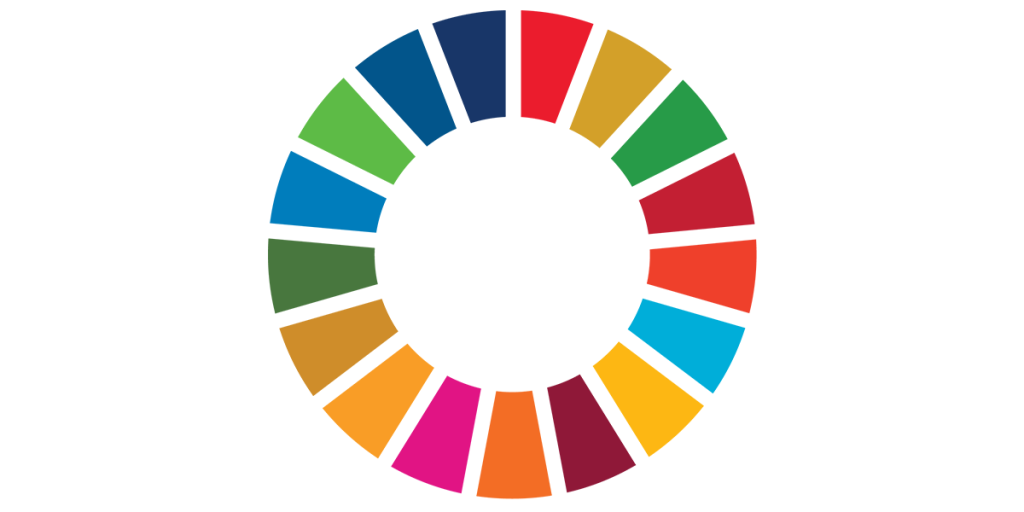 Ympyrä, jossa 12 eriväristä kiilaa.